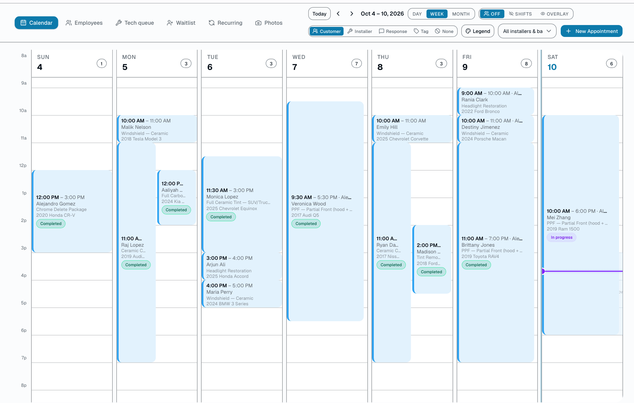 Most shops run the calendar on a whiteboard, a Google Calendar, and a manager remembering who's coming in at noon. That falls apart the moment a cancellation hits.